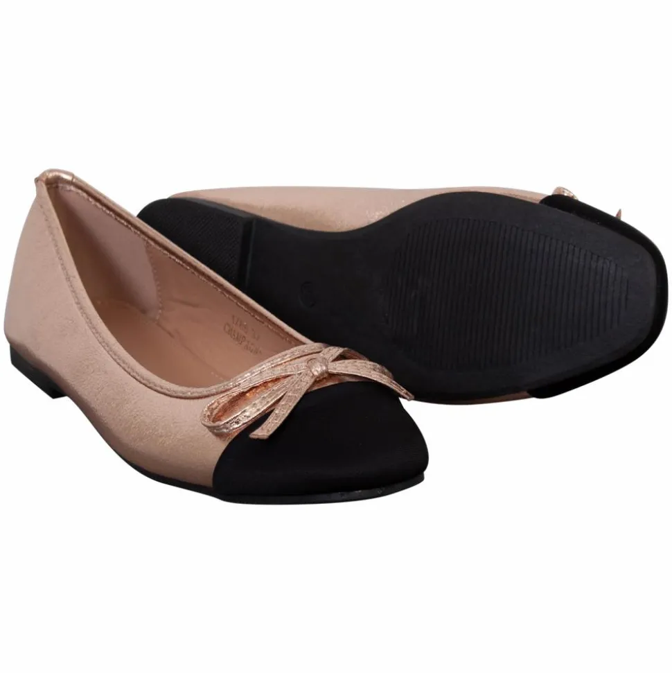 Ideal Shoes Dame Ballerina m. glimmer - Champagne