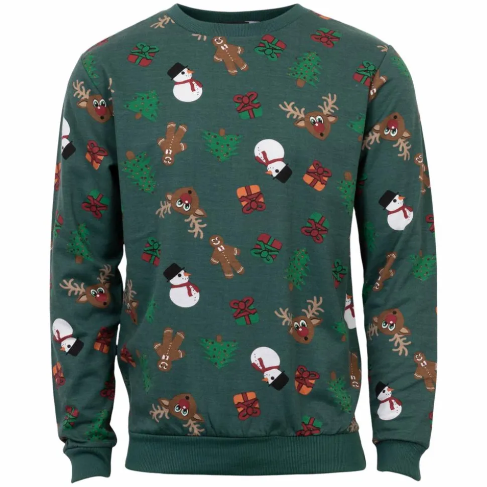 Jule Unisex Sweatshirt - Mørk Grøn/Rensdyr