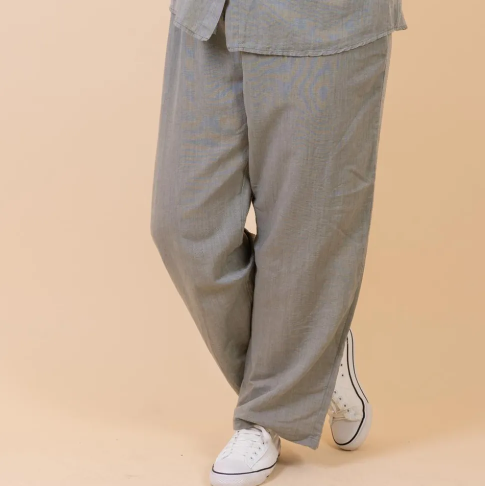 Leonora Dame Bukser i hørmix Plus Size - Green