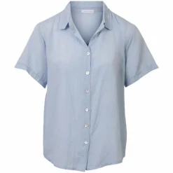 Leonora Dame Kortærmet skjorte i hørmix Plus Size - Heavenly Blue