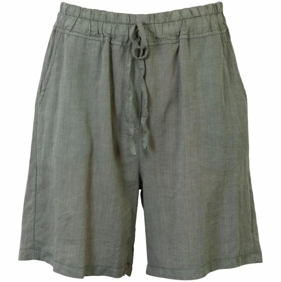 Leonora Dame Shorts i hørmix Plus Size - Green