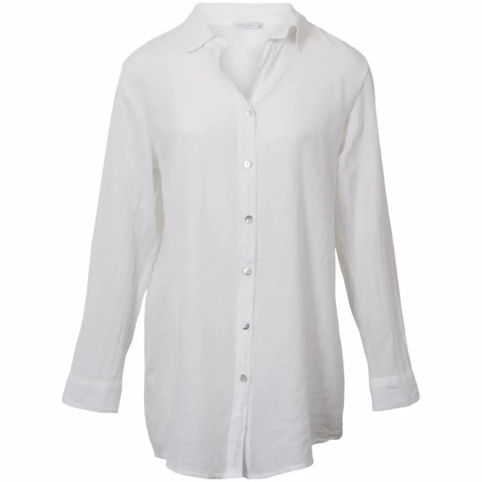 Leonora Dame Skjorte i hørmix - Bright White