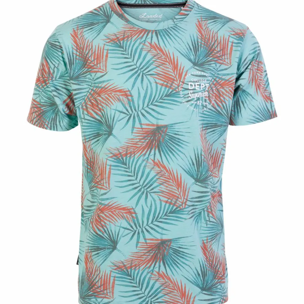Loaded Herre T-shirt - Aqua Palmes AOP