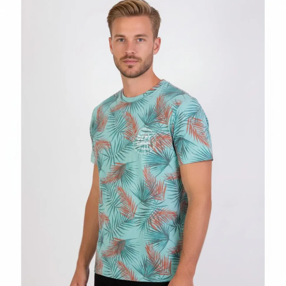 Loaded Herre T-shirt - Aqua Palmes AOP