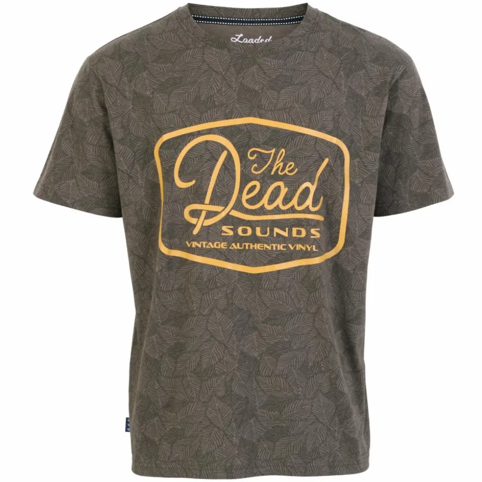 Loaded Herre T-shirt Plus Size - Asphalt AOP Leaves