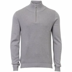 Marcus Hubble Half Zip Herre Striktrøje - Lt.grey mix