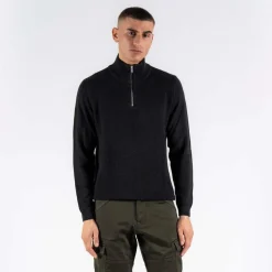 Marcus Hubble Half Zip Herre Striktrøje - Black