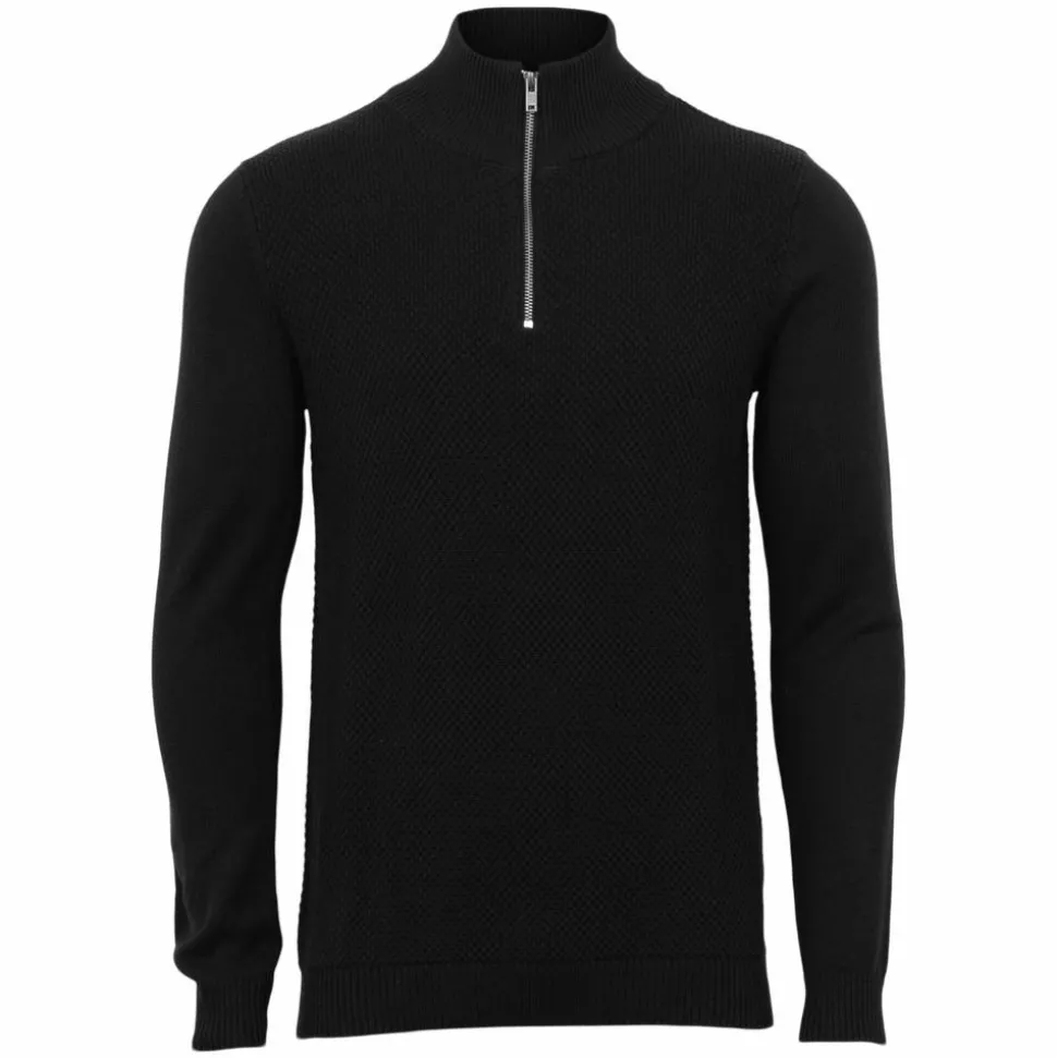 Marcus Hubble Half Zip Herre Striktrøje - Black