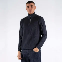 Marcus Hubble Half Zip Herre Striktrøje - Night Navy