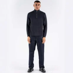 Marcus Hubble Half Zip Herre Striktrøje - Night Navy