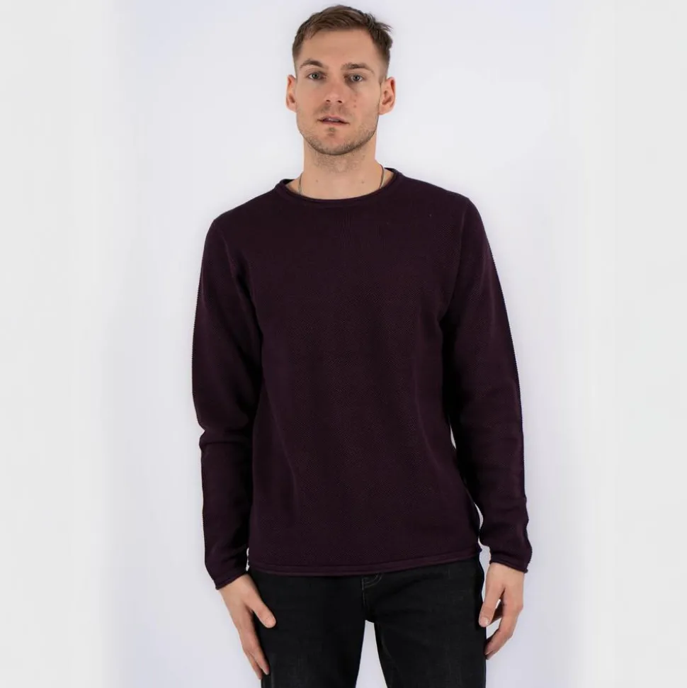 Marcus Langdon Herre Striktrøje - Dark Plum