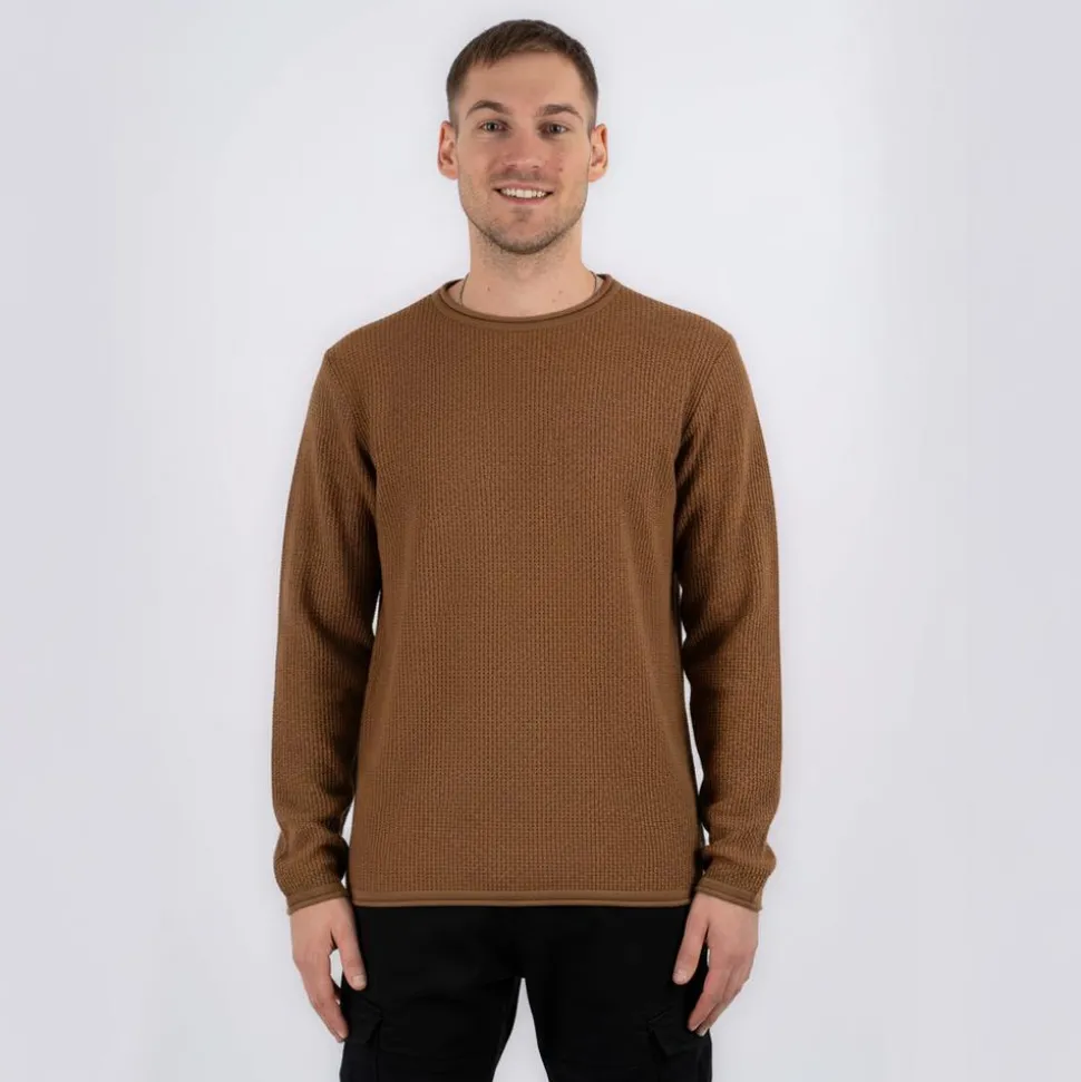 Marcus Langdon Herre Striktrøje - Tobbaco Brown Mix