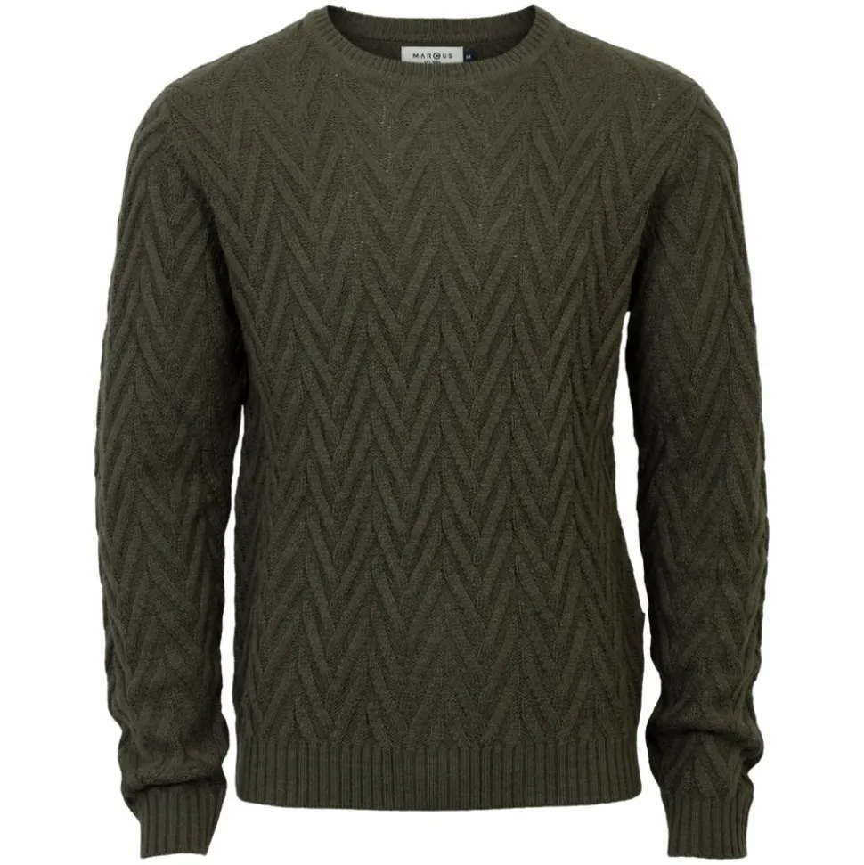 Marcus Richie Herre Striktrøje i uldmix - Olive Green Mix