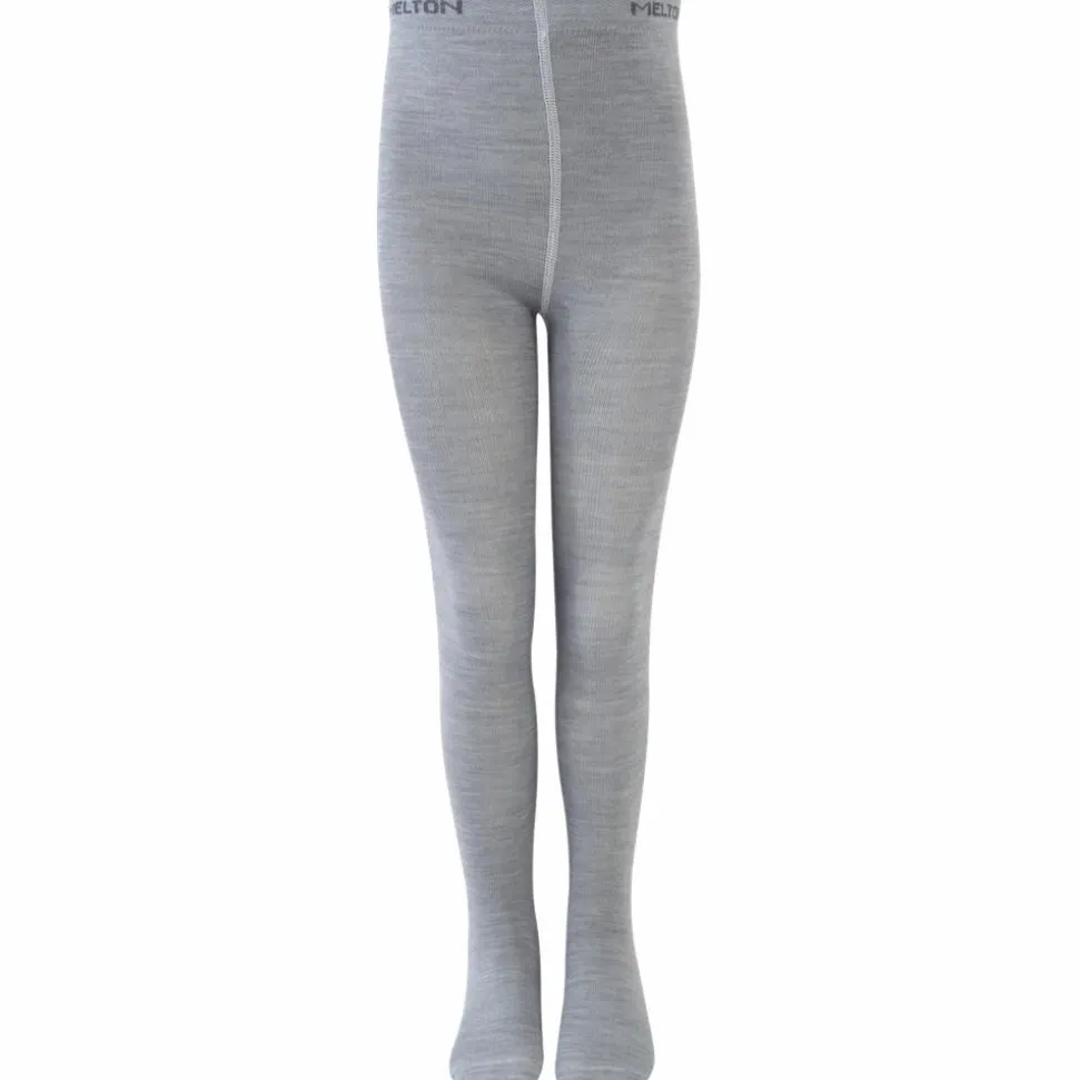 Melton Børne Strømpebukser i uldmix - Light Grey Mel.