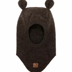 Mikk-line Børne Elefanthue i merinould - Dark Brown Melange