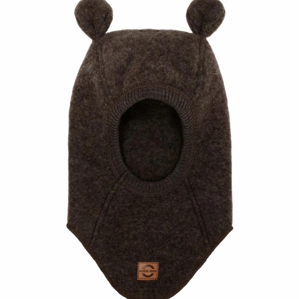Mikk-line Børne Elefanthue i merinould - Dark Brown Melange