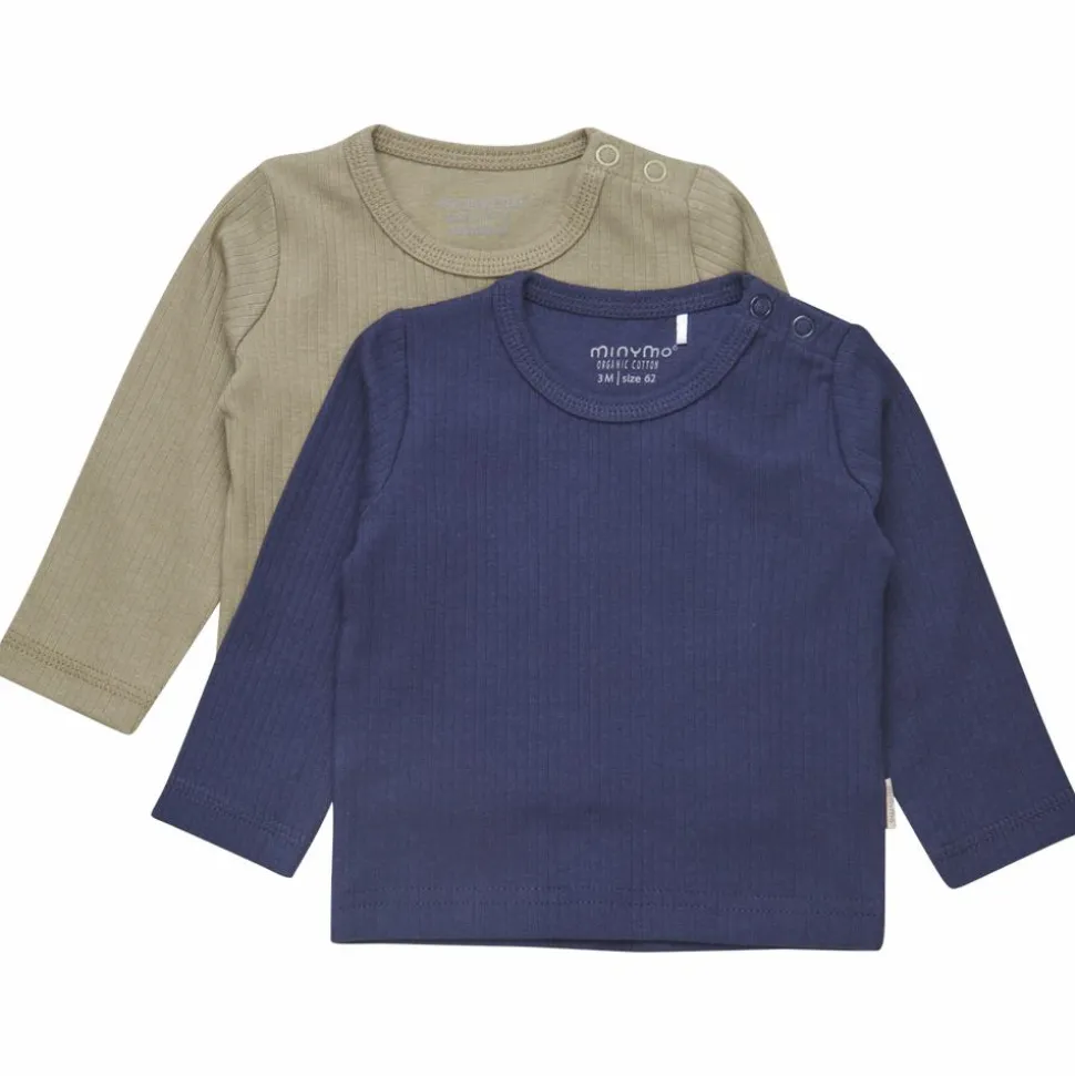 Minymo Børne Langærmet t-shirt i økologisk bomuld - Dark Navy