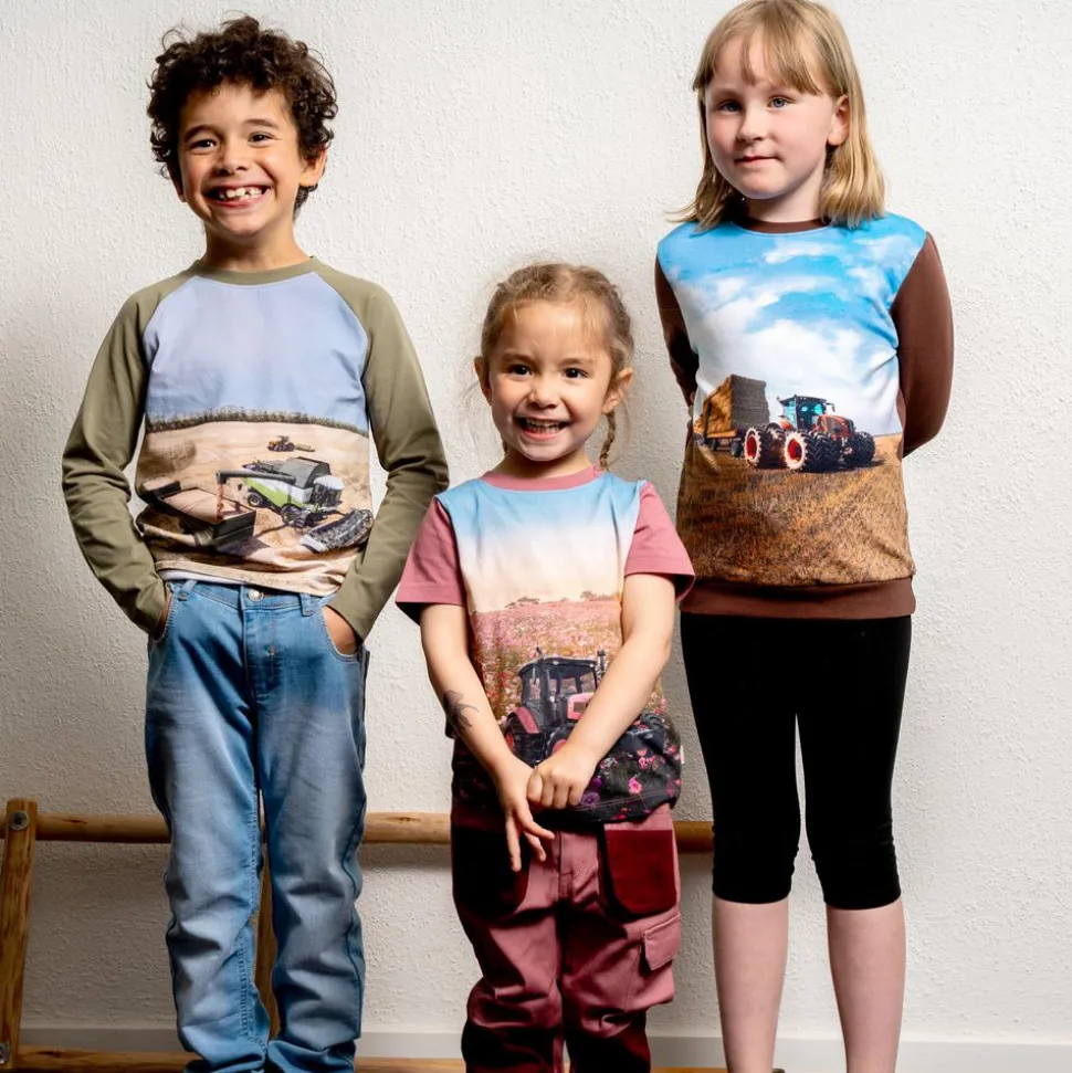 Minymo Mejetærsker Drenge Langærmet t-shirt i økologisk bomuld - Deep Lichen Green