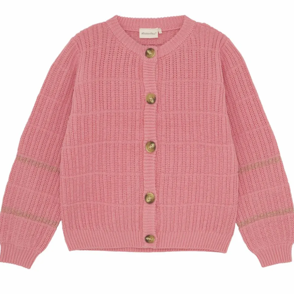 Minymo Pige Cardigan m. glimmer - Strawberry Ice