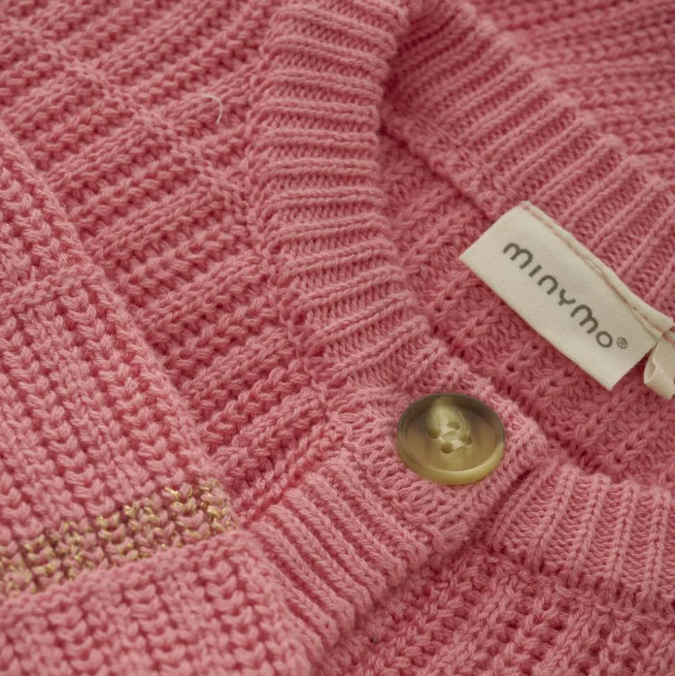 Minymo Pige Cardigan m. glimmer - Strawberry Ice