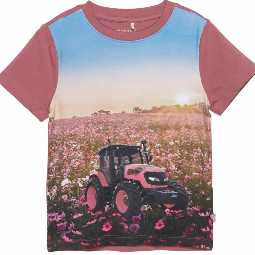 Minymo Traktor Pige T-shirt i økologisk bomuld - Deco Rose