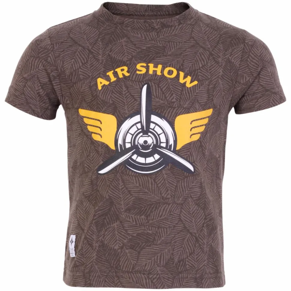 N.O.H.R. Drenge T-shirt - Asphalt AOP Leaves