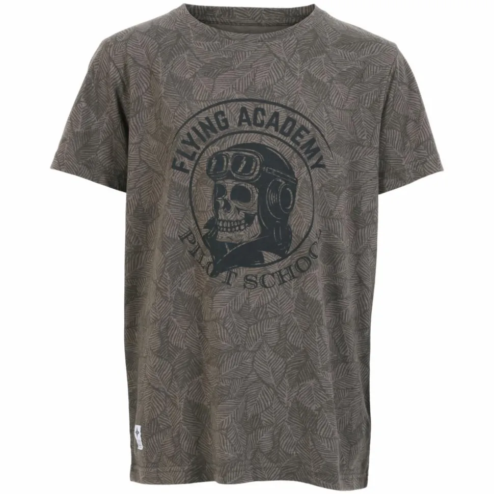 N.O.H.R. Drenge T-shirt - Asphalt AOP Leaves
