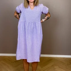 Noisy May Dame Kjole - Purple Impressi/White