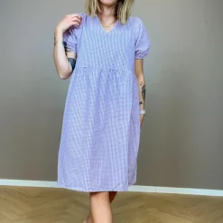 Noisy May Dame Kjole - Purple Impressi/White