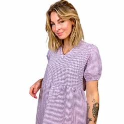 Noisy May Dame Kjole - Purple Impressi/White