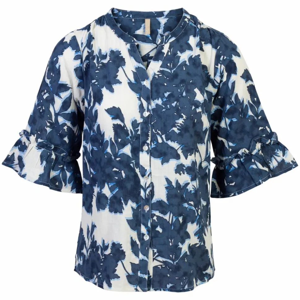 Ofelia Dame Kortærmet skjorte - Blue Combi