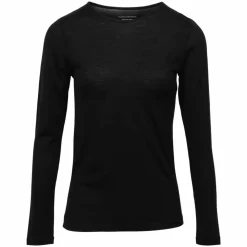 Panos Emporio Dame Langærmet t-shirt i merinouldmix - BLACK