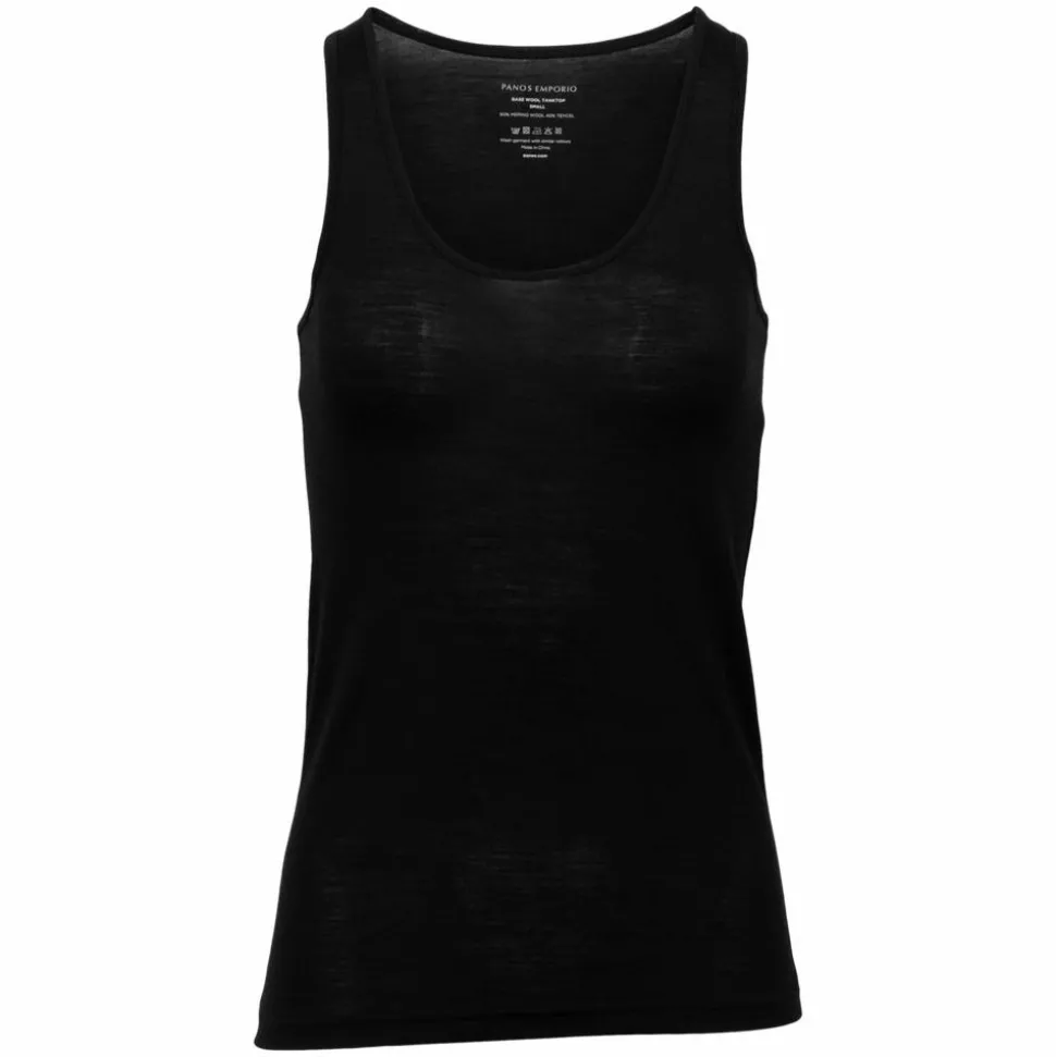 Panos Emporio Dame Tanktop i merinouldmix - BLACK