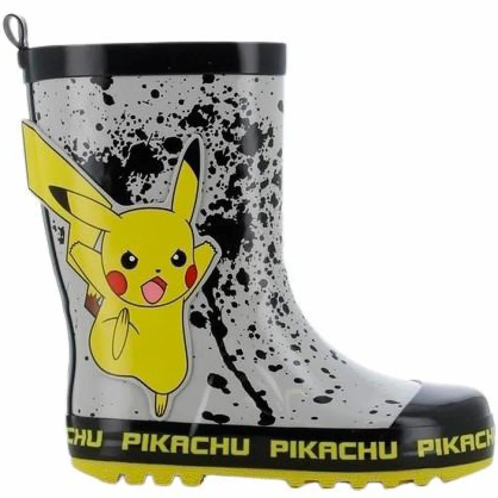 Pokémon Pikachu Børne Gummistøvler - Lysgrå/sort