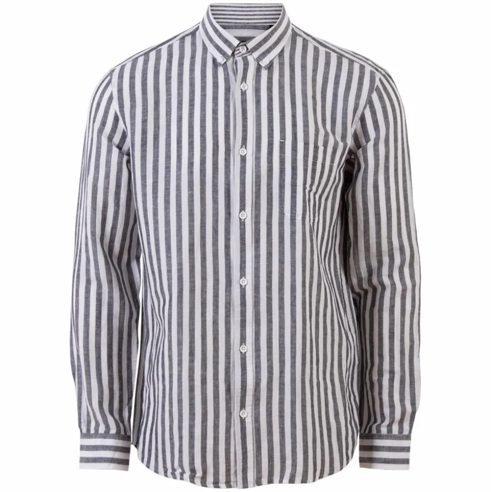 Pre End Herre Skjorte i hørmix - Ultra Dark Navy