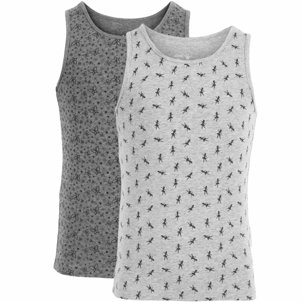 Queenz Uno Pige Undertrøje - Grey Melange AOP Girl