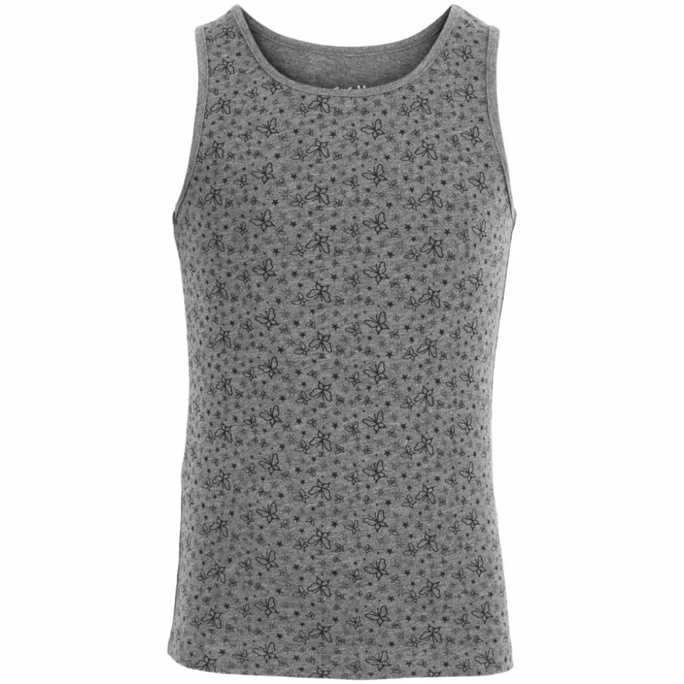 Queenz Uno Pige Undertrøje - Grey Melange AOP Girl