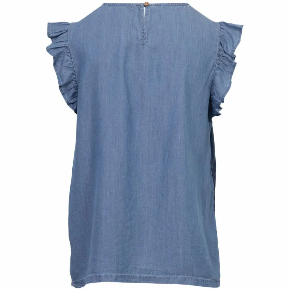 Sirup Dame Kortærmet bluse - Medium Blue Denim