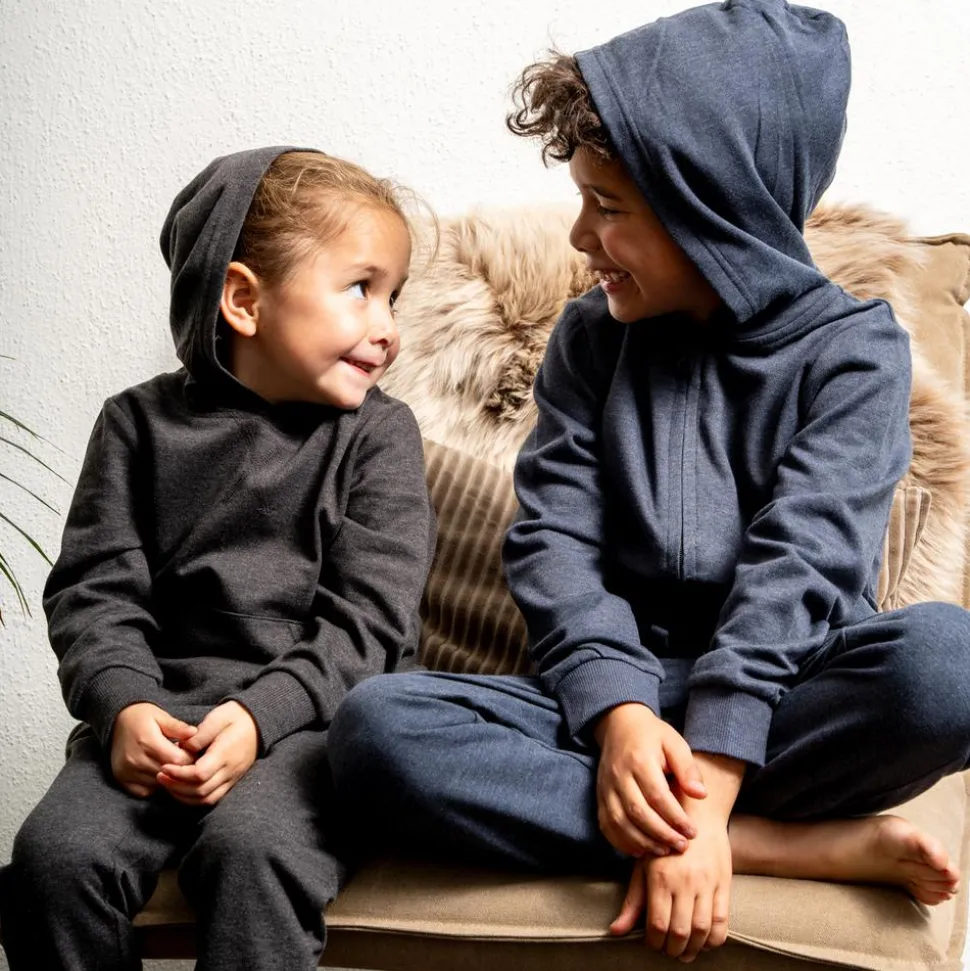 Steenholt Atlas Børne Hættetrøje - Melange Blue