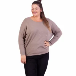 Steenholt Cava Dame Striktrøje Plus Size - SAnd