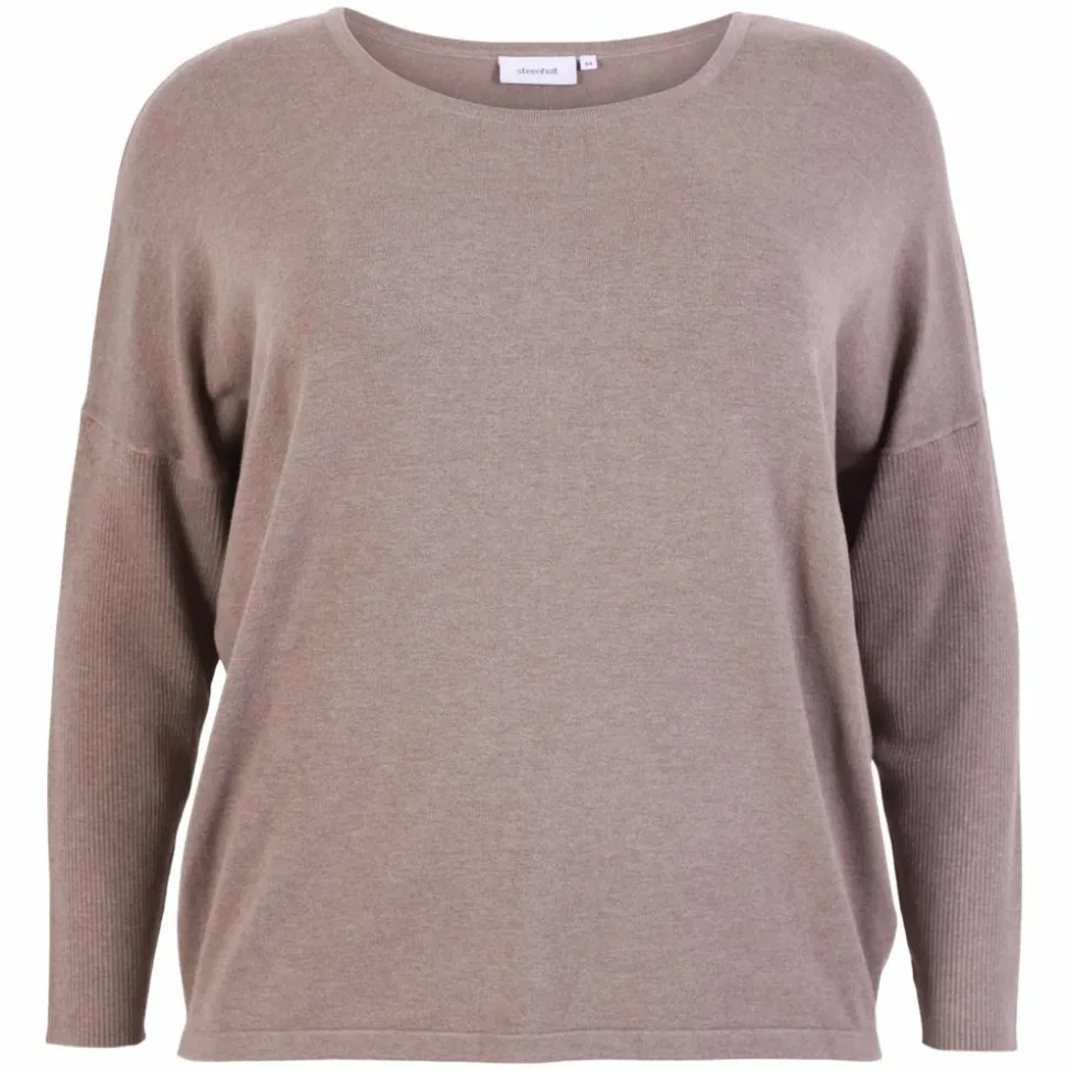 Steenholt Cava Dame Striktrøje Plus Size - SAnd
