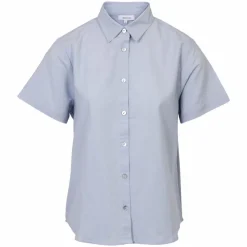 Steenholt Linett Dame Kortærmet skjorte i hørmix Plus Size - Heavenly Blue