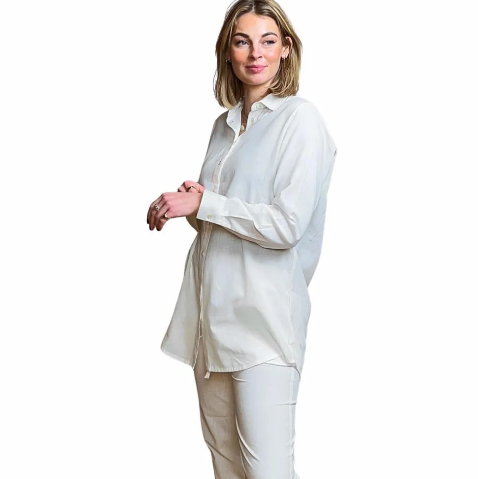 Steenholt Linett Dame Skjorte i hørmix - Bright White