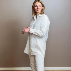 Steenholt Linett Dame Skjorte i hørmix - Bright White