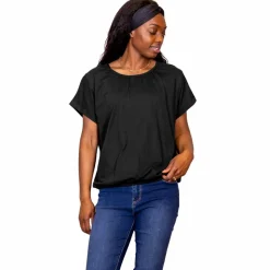 Steenholt Nima Dame Kortærmet bluse - Jet Black