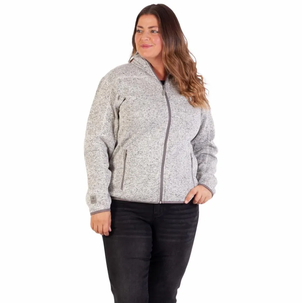Steenholt Ocean Dame Fleecejakke Plus Size - Light Grey