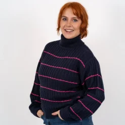 Steenholt Olivia Dame Striktrøje - Navy