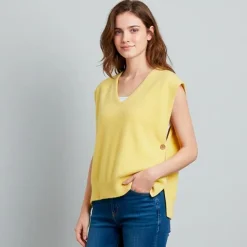 Vanting Dame Strikvest - Yellow