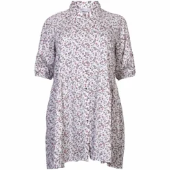 Vanting Dame Tunika Plus Size - Råhvid/Blomster Print