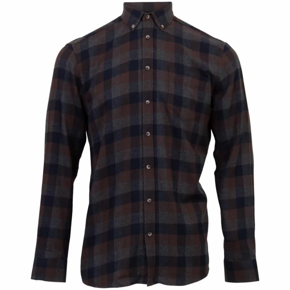 Vito Farmer Herre Skjorte Plus Size - Ultra dark brown mix